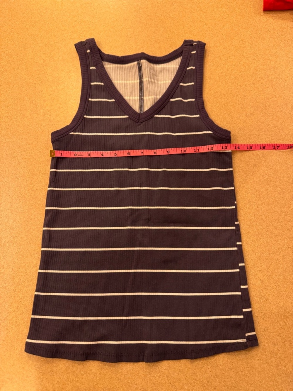 Maurices Navy Blue and White Striped V-Neck Tank Top